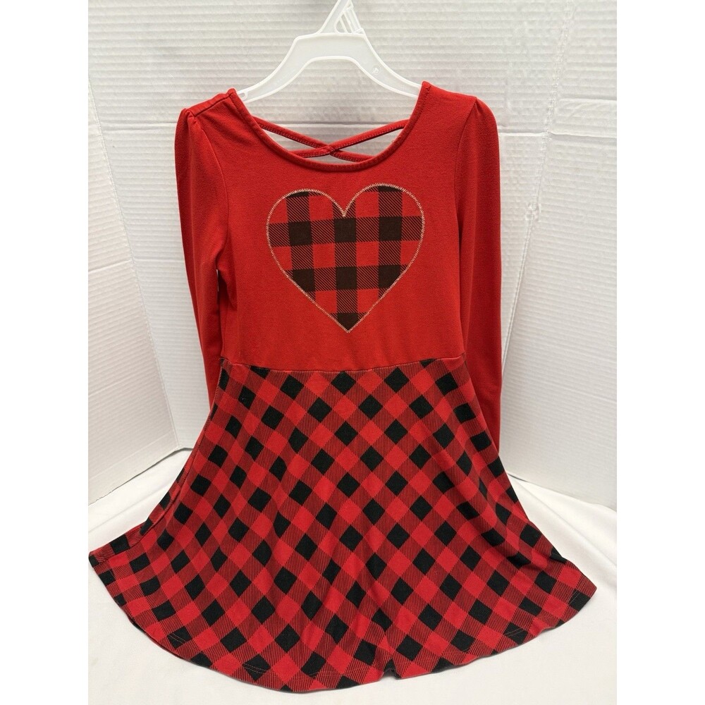 Epic Threads Girls Red & Black Checkered Dress Holiday Christmas Dress Sz 5